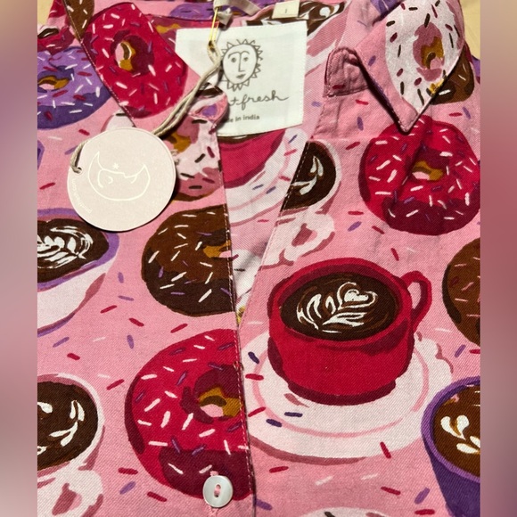 Printfresh Flannel Pink Coffee Break PJs - Sz L 🍩☕️💗 - Picture 3 of 5